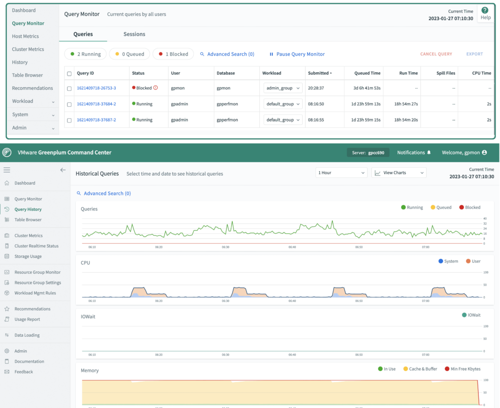 Веб-интерфейс VMware Greenplum Command Center