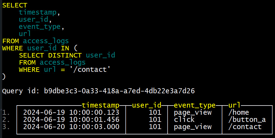 запрос внутри запроса - аналитика в ClickHouse использование подзапросов с Where - - бесплатный курс ClickHouse от https://dev.bigdataschool.ru