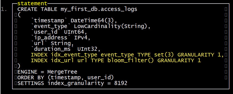 Добавочные индексы bloom в ClickHouse Добавим вторичные индексы в таблицу ClickHouse - - бесплатный курс ClickHouse от https://dev.bigdataschool.ru