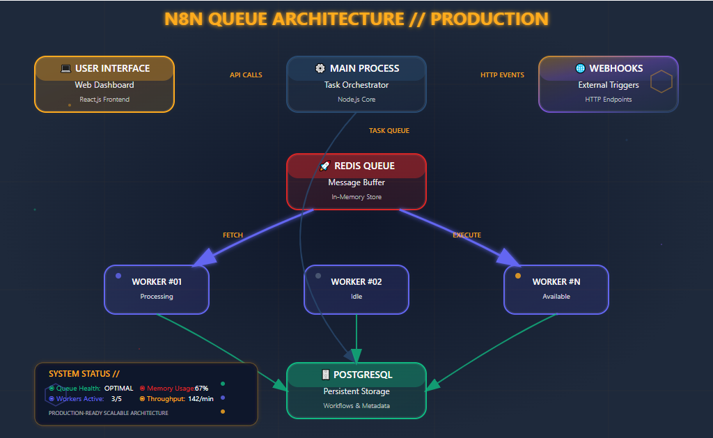 n8n queue architecture production - "Школа Больших Данных" г. Москва